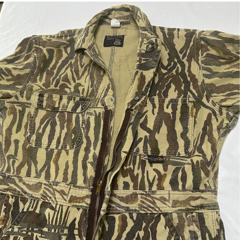 VTG Rattlers Brand Duck Camo Coveralls Mens M Hunting Utility Gorpcore USA Made - Picture 9 of 12